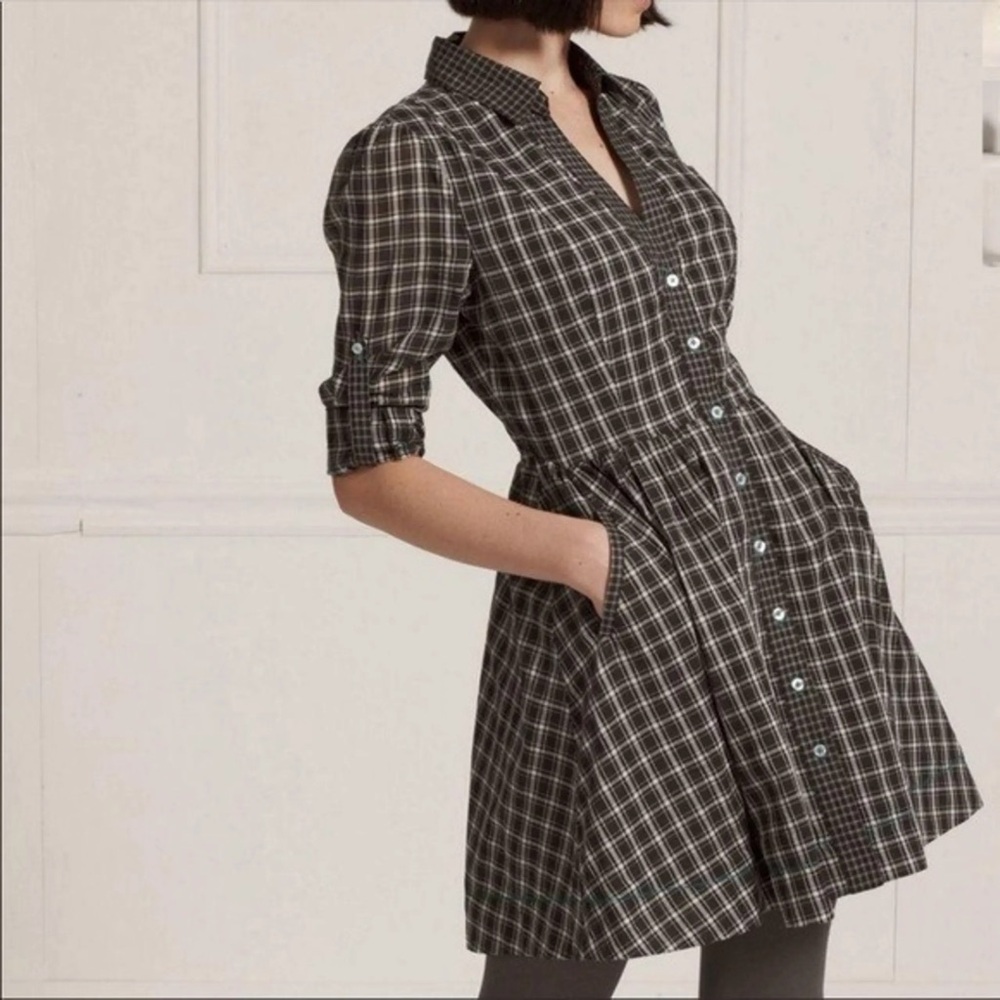 Anthropologie Moulinette Soeurs plaid cotton shirt dress 2